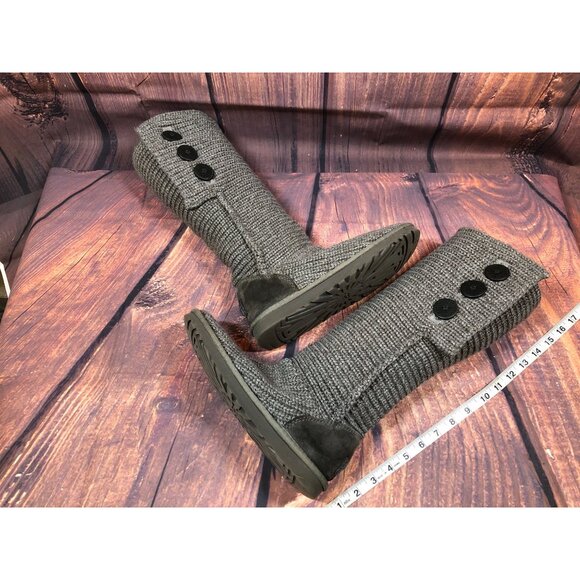 UGG Cardy #5819 Gray Classic Tall Knit Sweater Boots Womens 8 / 39 (q8d) - Picture 5 of 10